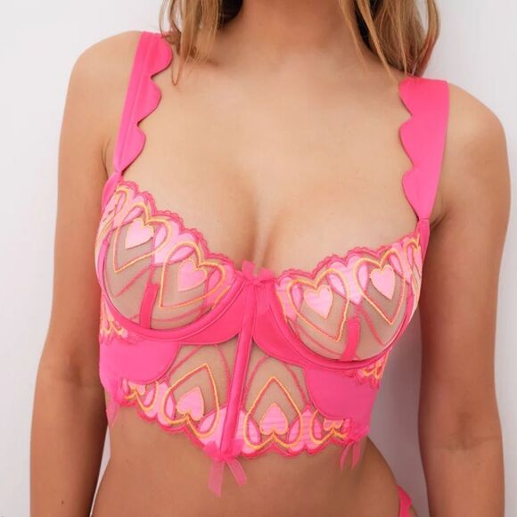 For Love and Lemons Graphic Hearts Bustier - Picture 1 of 8